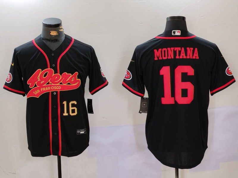 Men San Francisco 49ers #16 Montana Black gold Joint Name 2024 Nike Limited NFL Jersey style 2